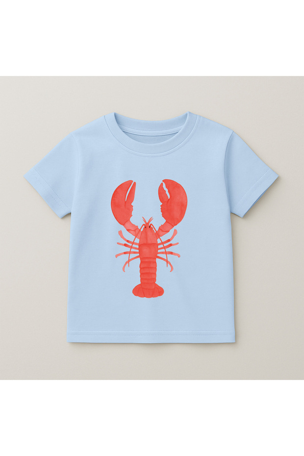 Lobster Crew Neck 100% Cotton Printed Short Sleeve Children's and Teenage T-Shirt