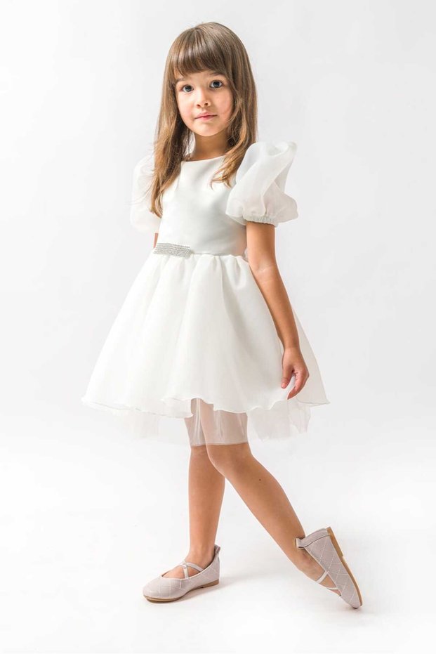 Birthday Wedding Party Special Occasion Dress Organza Fabric Balloon Sleeve