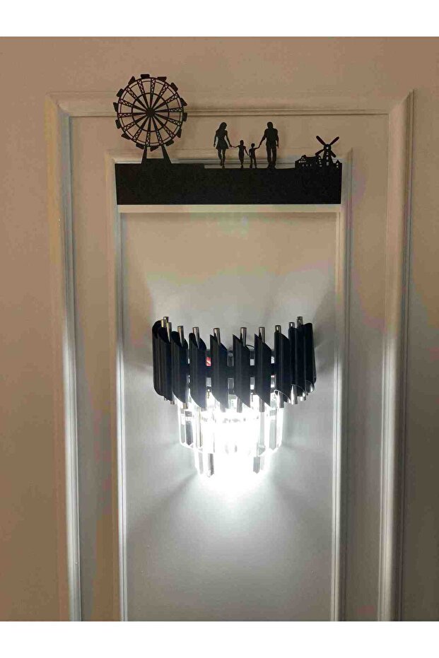 Palmira Duvar Apliği Kristal Tabut Taşlı Lüks Aplik - Siyah Krom Renk - 2