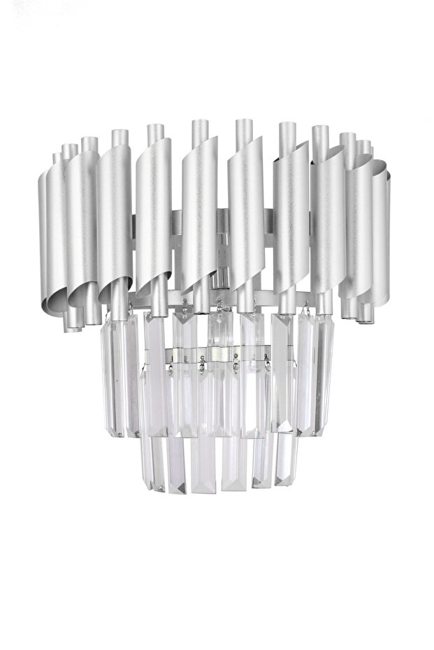 Palmira Wall Sconce Coffin Crystal Cut Stone Luxury Sconce - Silver Color