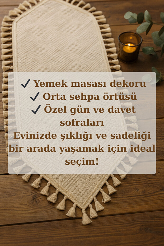 Püsküllü Bohem Pamuklu Runner - 3