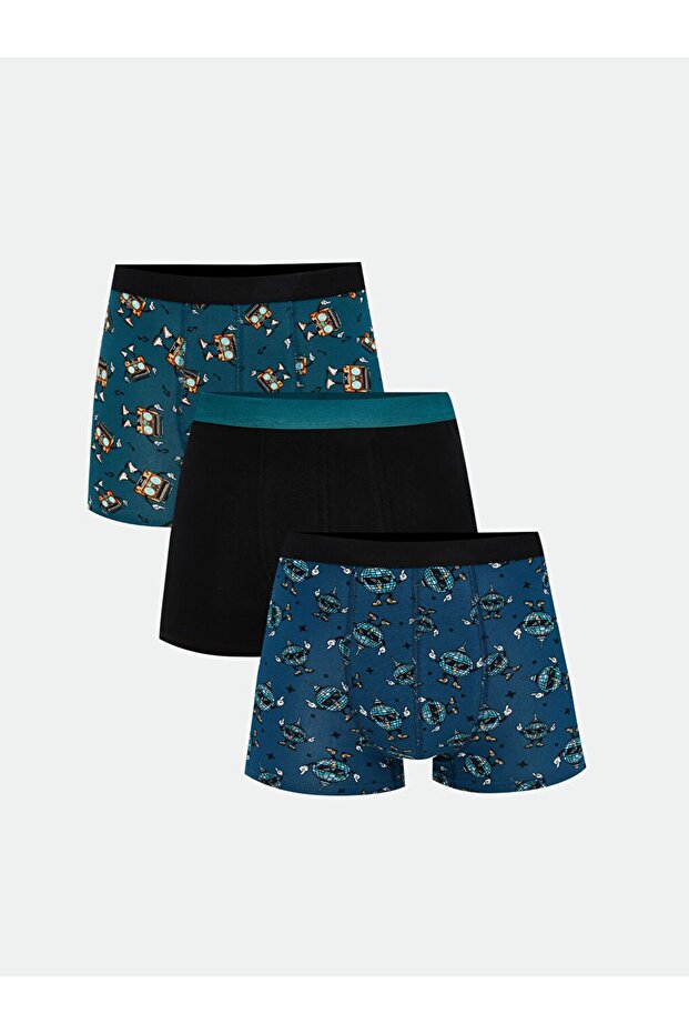 Standart Kalıp Pamuklu Esnek Erkek Boxer 3'lü - 1