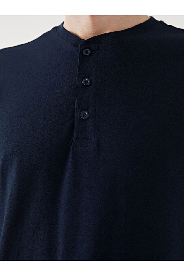 Bisiklet Yaka Kısa Kollu Erkek Pijama Üst - 3