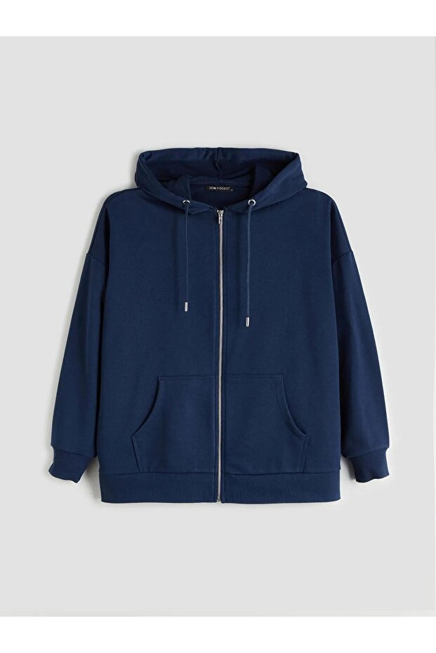 LCW Kapüşonlu Oversize Kadın Fermuarlı Sweatshirt (W5) - 4