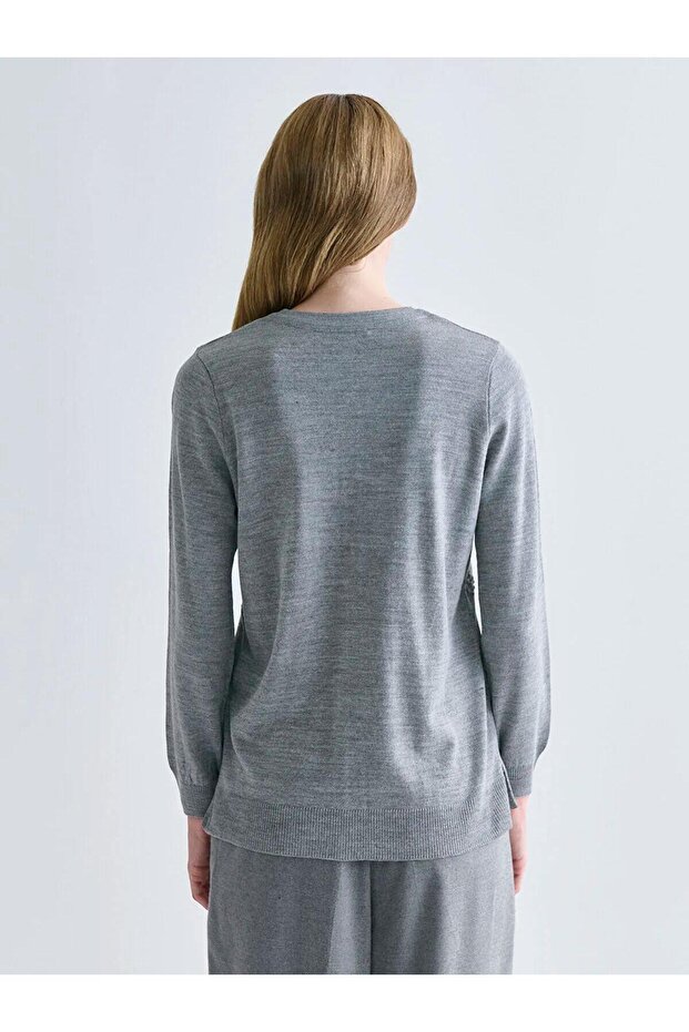 LCW Bisiklet Yaka Kendinden Desenli Kadın Triko Hırka (W5) - 3