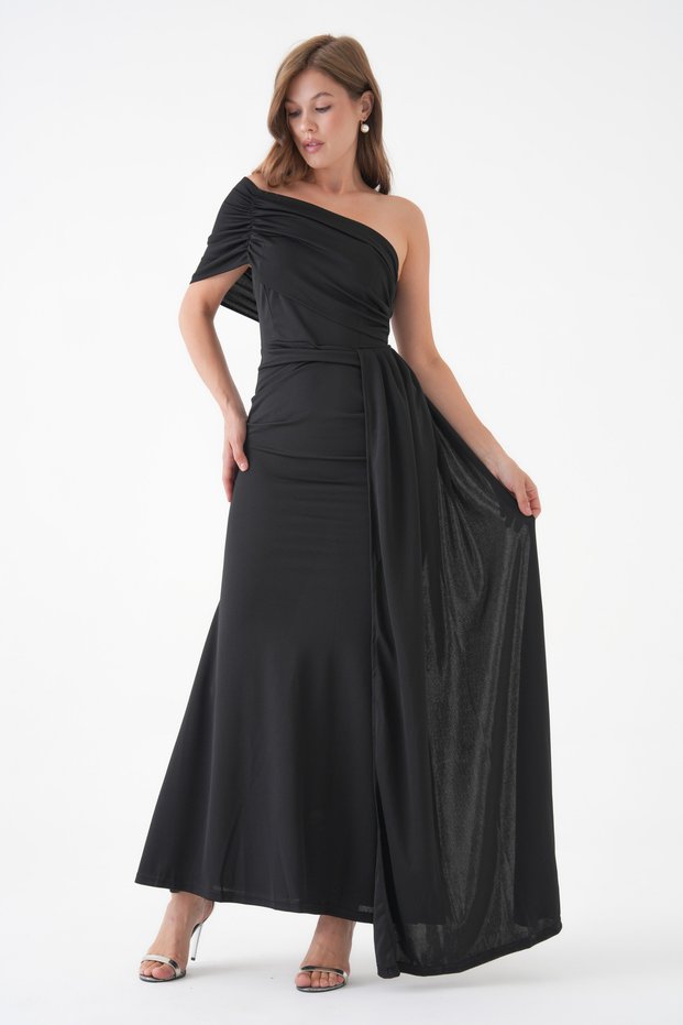 Sleeve Detail Yanda Tail Detail Lycra Long Dress 684