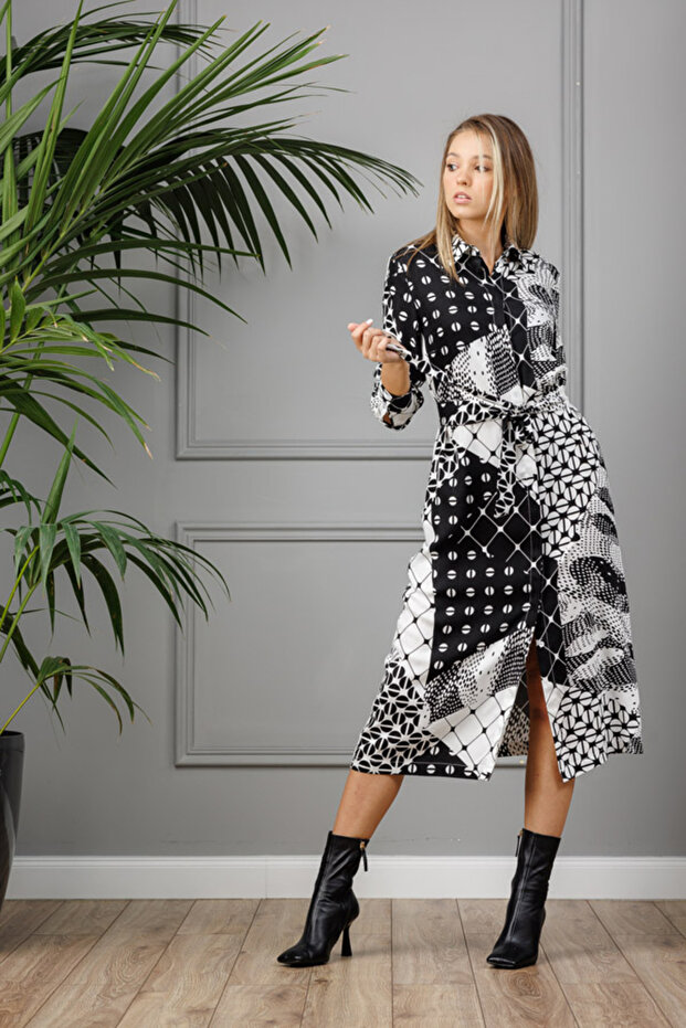 Rochie dama alb/negru