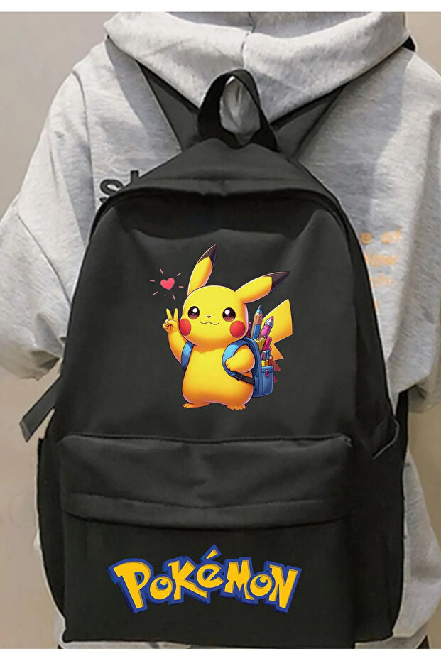 حقيبة ظهر مدرسية مطبوعة من Enya Jewelry Pokemon Pikachu للمدرسة والدروس والدروس