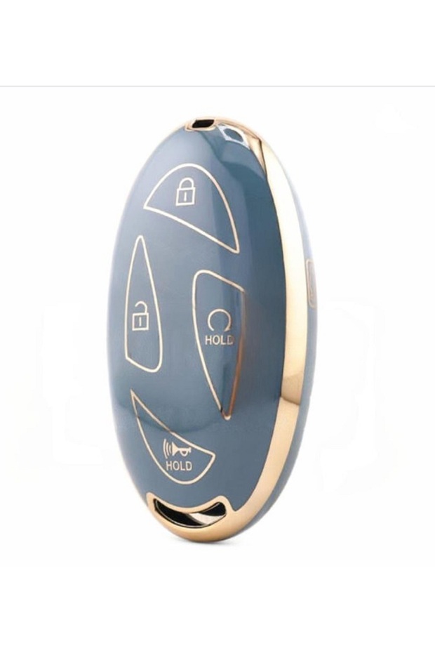 Hyundai New Tucson Ioniq Kona 5 Button Nano Key Case Gray Gold Color