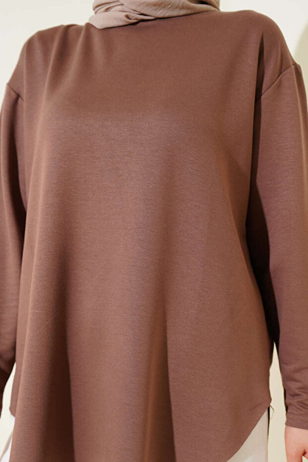 Basic Bottom Seamless Solid Color Long Sleeve Tunic - 3