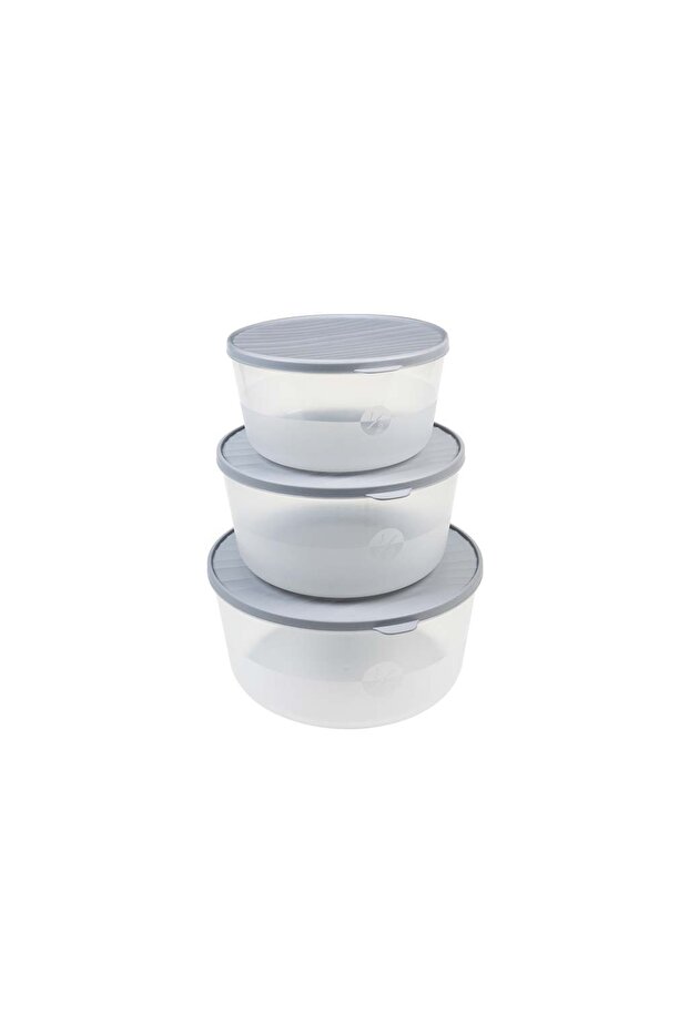 Round Storage Container Set (3–4.5–6.5 L) – Unbreakable, Scratch-Proof & Leak-Proof Gray - 3