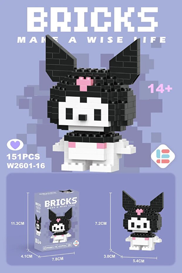 Bricks Hello Kitty Kuromi Yap boz 3D Puzzle Mini Lego - 1