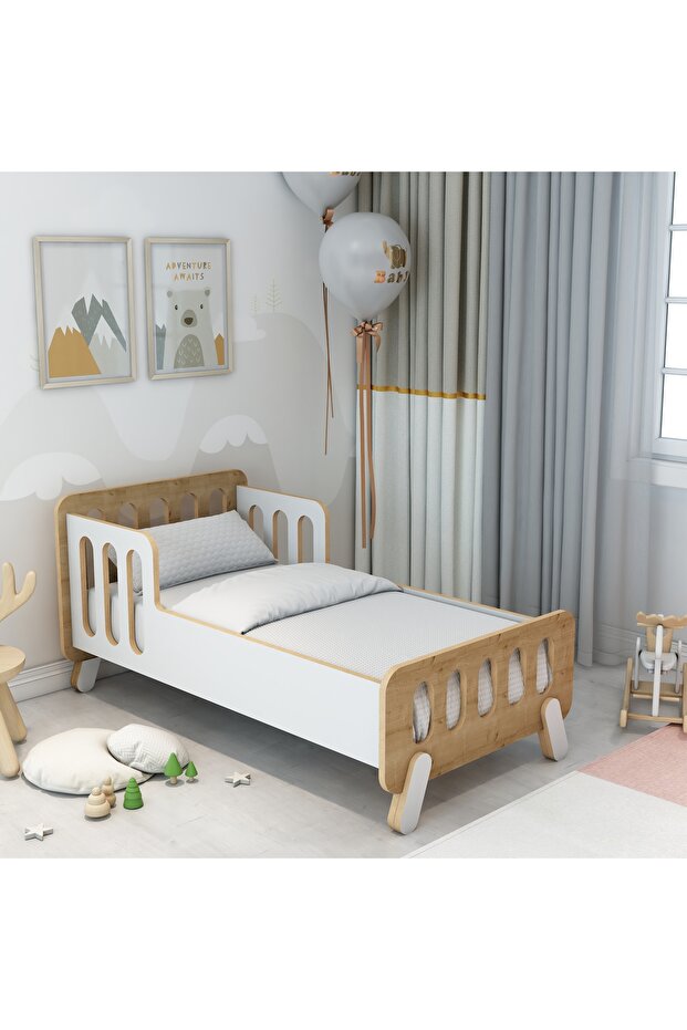 Jest Dekor Konsept Somfy Montessori Ahşap Bebek Yatağı/Çocuk Yatağı/ Demonte /60 cm x 120 cm