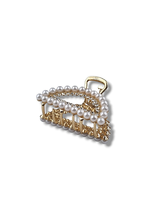 Pearl Detailed Metal Latch Buckle