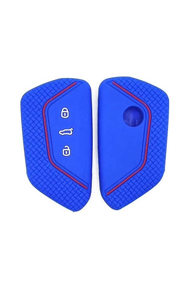 Golf 8 2021+ Caddy 2021+ Tiguan 2024 Cupra Compatible Leon Honeycomb Patterned Key Case Cover Blue Color