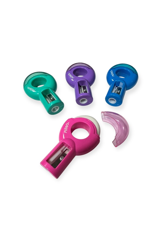Mileo Happy Loops Pencil Sharpener, with Eraser, 4 Different Color Options - 6