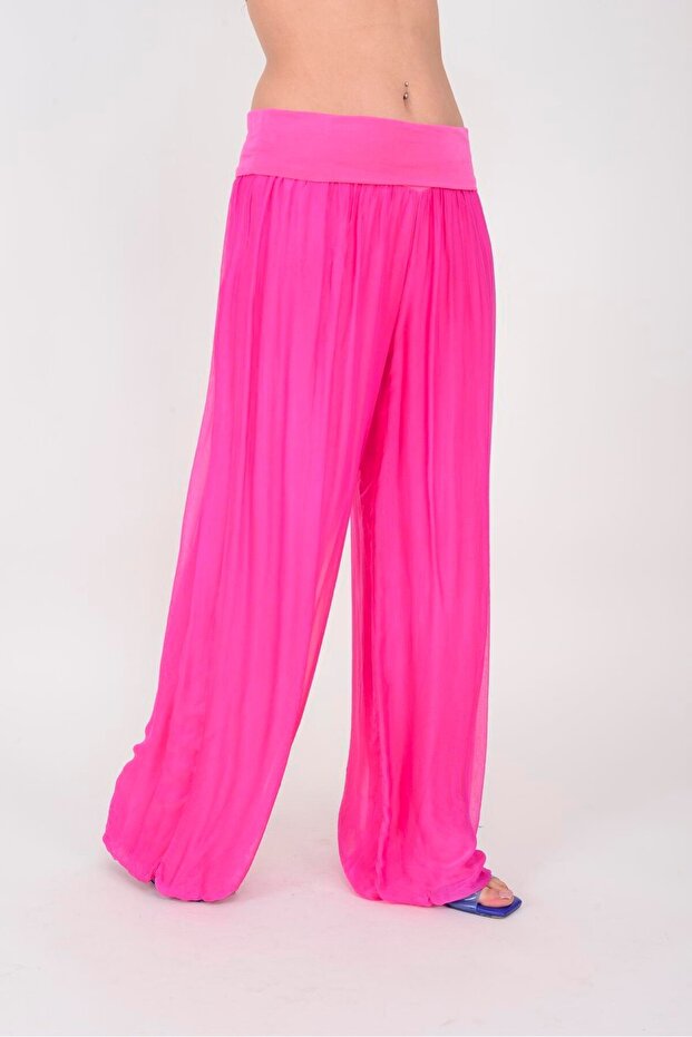Women's Lined Imported Silk Trousers - Pink