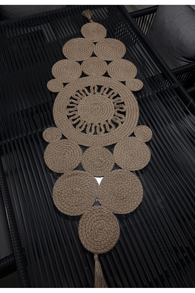 Begonvil Model Jute Fabric Patterned Runner - 6
