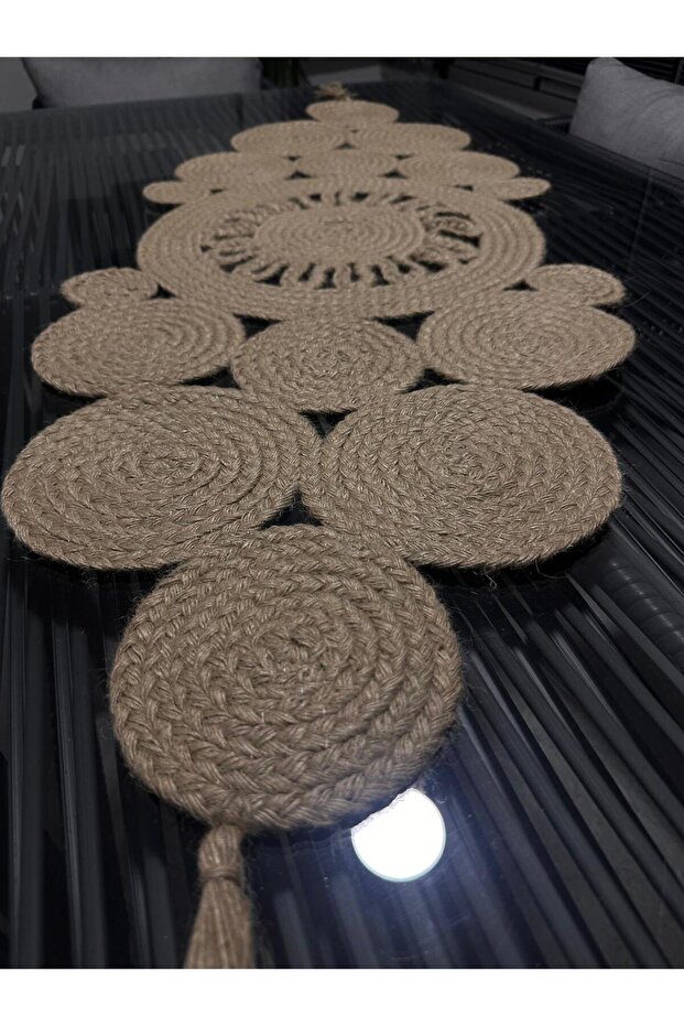 Begonvil Model Jute Fabric Patterned Runner - 7