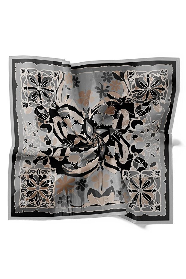 Leaf Pattern Sparkling Crystal Scarf - 1