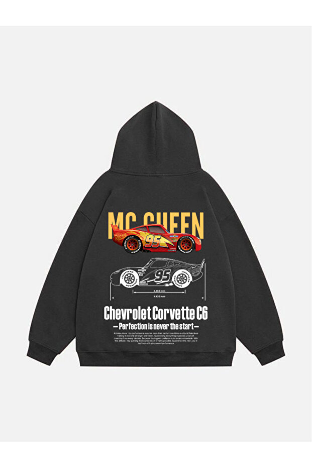 Unisex Corvette C6 Printed Hooded Fleece Oversize Sweatshirt