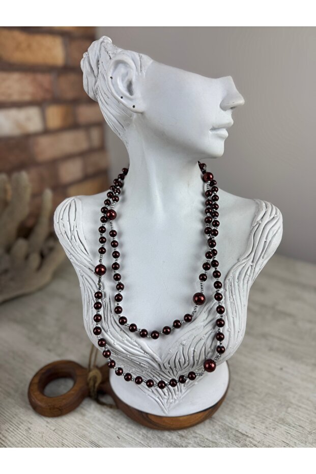 Kahve incili uzun kolye - 2