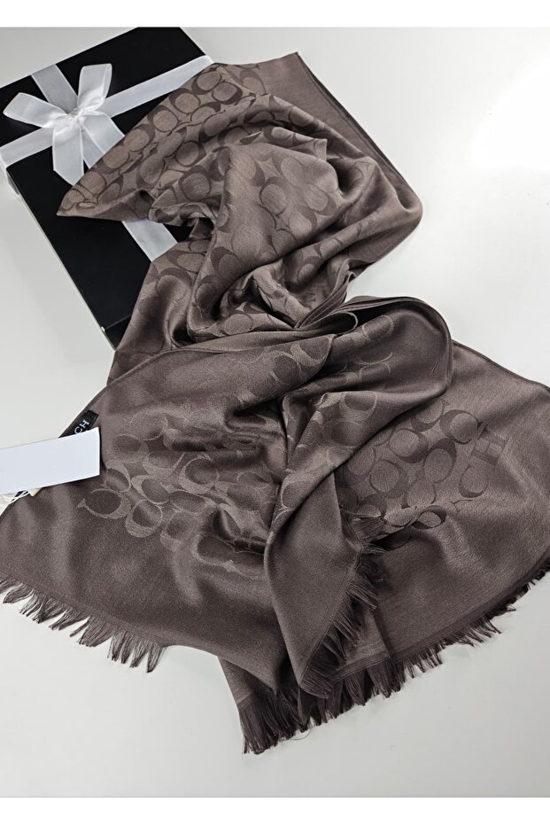 C Desen Soft İpek Yün Şal Çift Taraflı Pamuk Şal Silk Scarf Shawl Hijab - 1