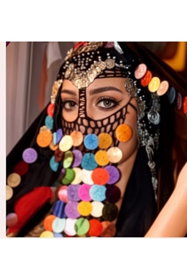 إكسسوار زي حجاب الوجه النسائي باللون الأسود