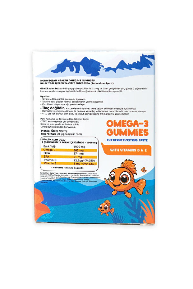 Omega 3 Gummies Çocuklar Için Tutti Frutti Aromalı 30 Çiğnenebilir Norveç Somonlu Balık Yağı - 7