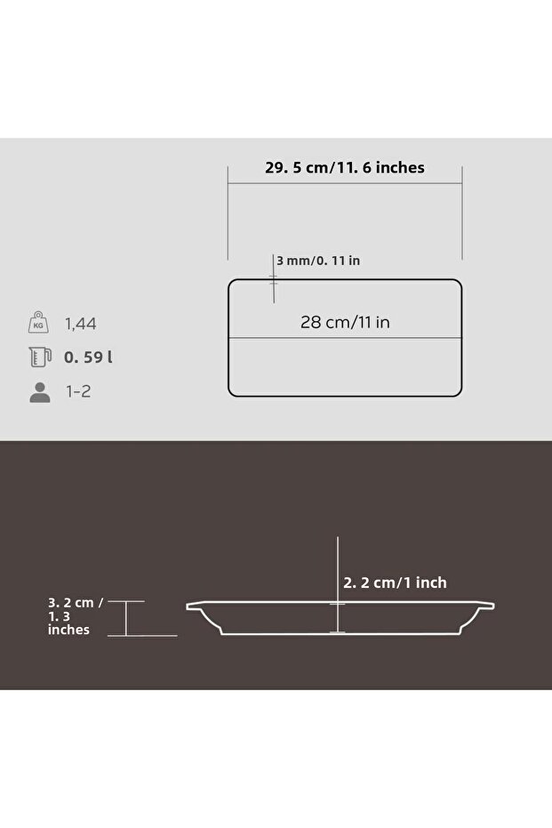 Cast Rectangular Serving Plate 30X15 cm - 3