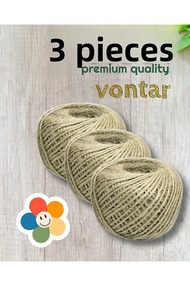 3 Pieces of Straw Jute Rope, Linen Rope, Wicker Rope, Rope Rope, Sack Rope (Average 100 Meters) - 1