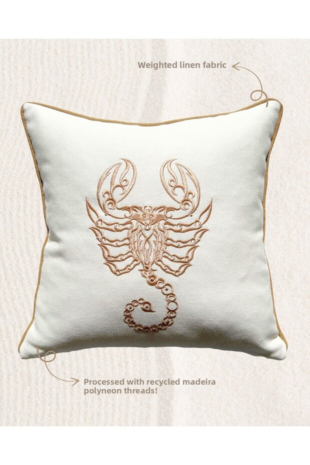 Marine Pattern Embroidered Throw Pillow Cover