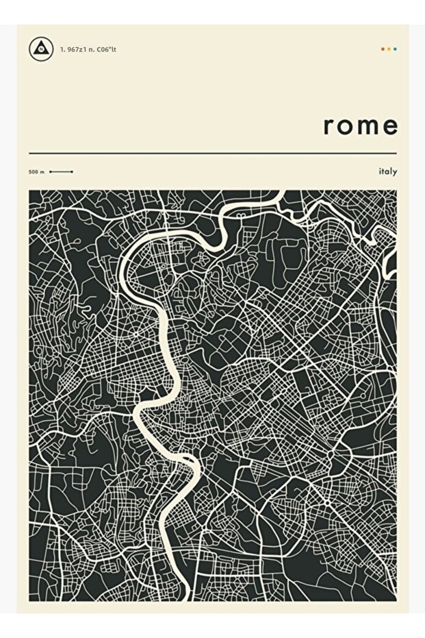 Roman Map Table Wooden Poster Decorative