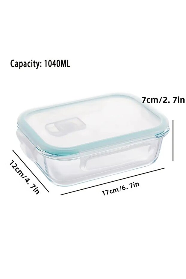 1040 ml Bor Glass Lockable Vacuum Rectangular Airtight Storage Container with Lid