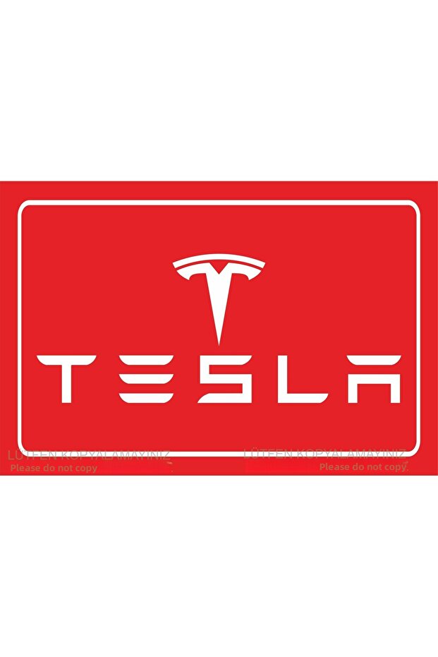 Tesla Logo Parking Sign Retro Wooden Poster