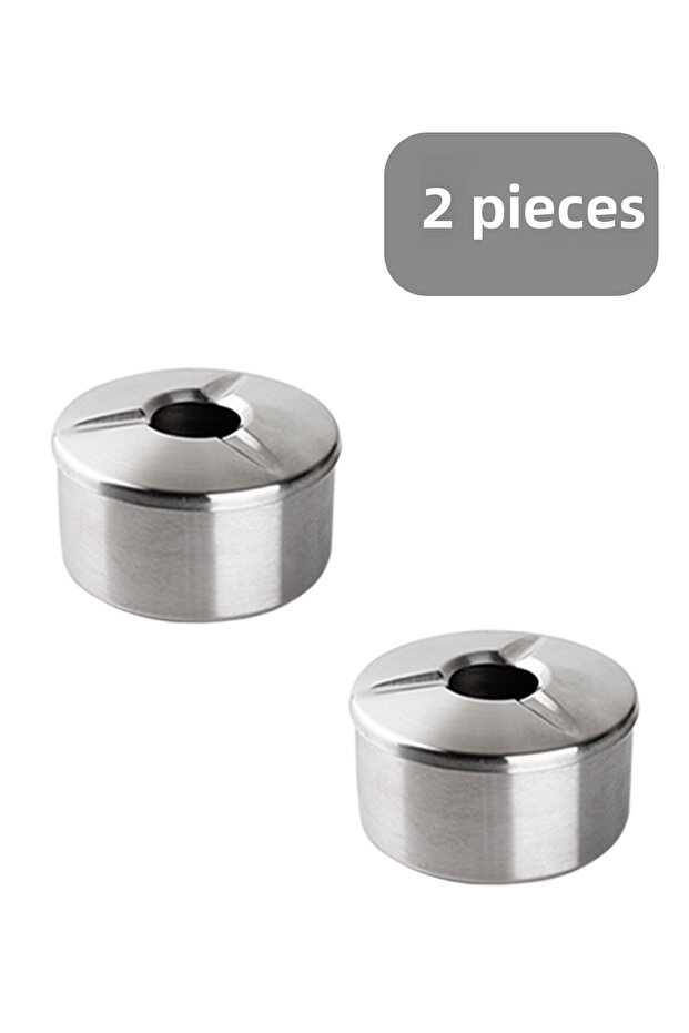 2-Piece Stainless Steel Metal Ash Tray - Windproof Ashtray with Lid