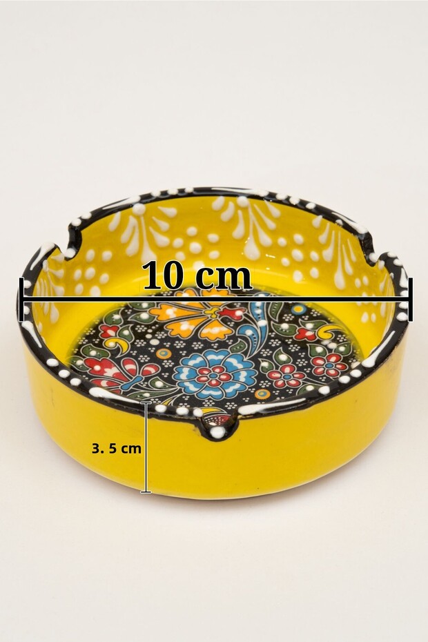 طبق رماد سيراميك دائري منقوش 1 قطعة - 3