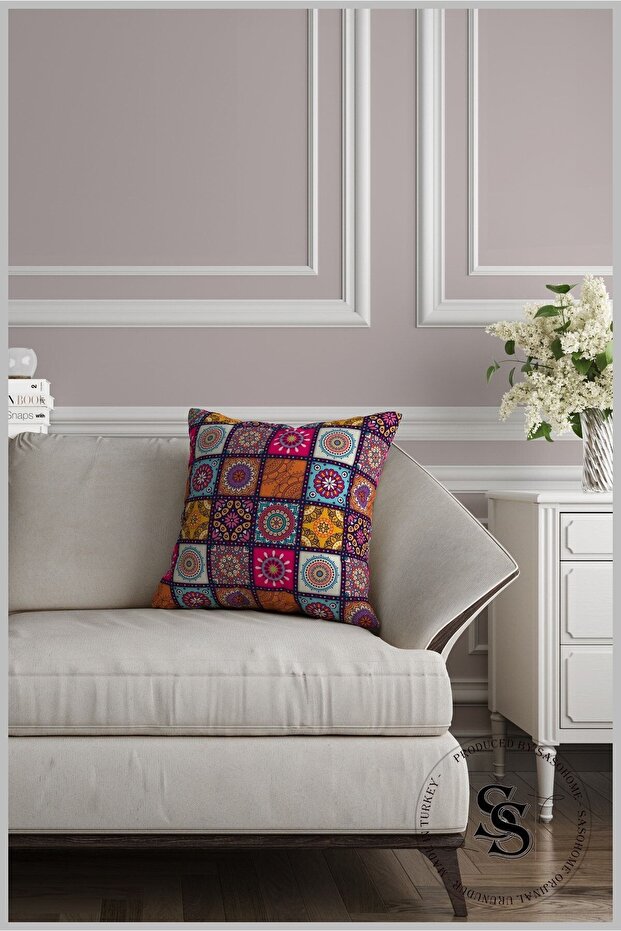 Husă de pernă cu model Mandala imprimată digital - Patchwork - 5