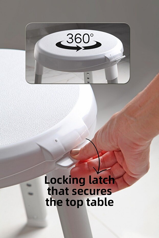 Bathroom Stool with Turntable, Support for the Elderly and Physically Disabled - 2