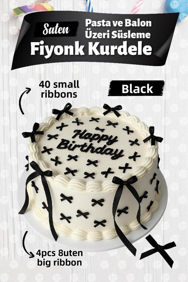 Bow Ribbon on Cake Balloon 4 Large Ribbon + 40 Small Ribbon-T1436-