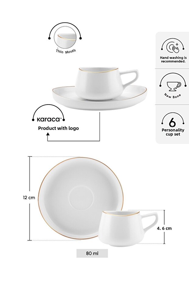 Hole 6 Personality kávéscsésze készlet 80 ml arany - 2