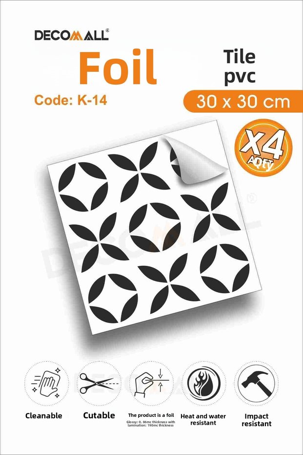 K-14 Laminated Tile Self-Adhesive Floor Tile Bathroom Wall Covering Water Resistant 30X30Cm