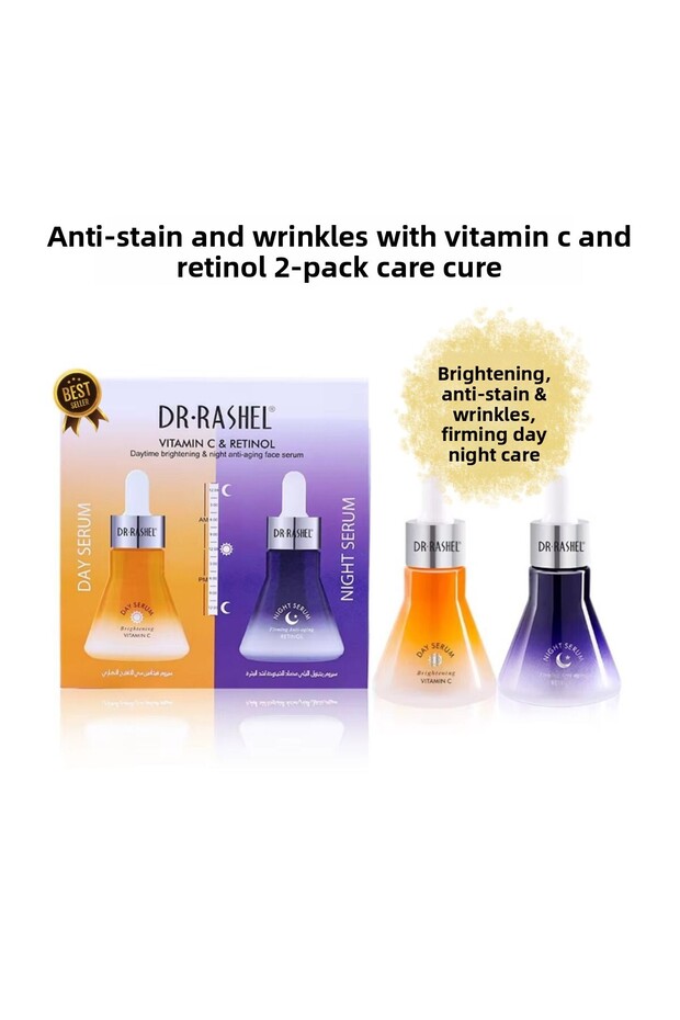 Day and Night Serum Set Anti-Blemish and Anti-Wrinkle 2-Pack Care Cure with Vitamin C & Retinol