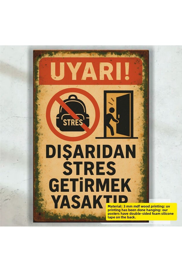 Prohibited to Bring Stress from Outside Retro Wood Poster Painting