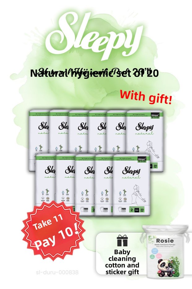 Natural Ultra Sensitive Hygienic Pads Long 20 Pieces Buy 11 Pay 10 and Rosie Cotton Gift
