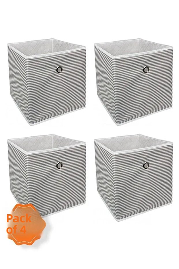 (4 Pcs) Shelf Organizer Box Set (30*30*30 cm) New Season Nano Technology Waterproof Fabric Gray