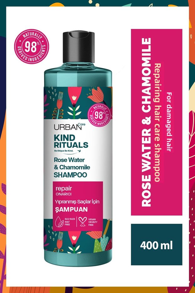 Kind Rituals Rose Water & Chamomile Repairing Hair Care Shampoo 98% Natural