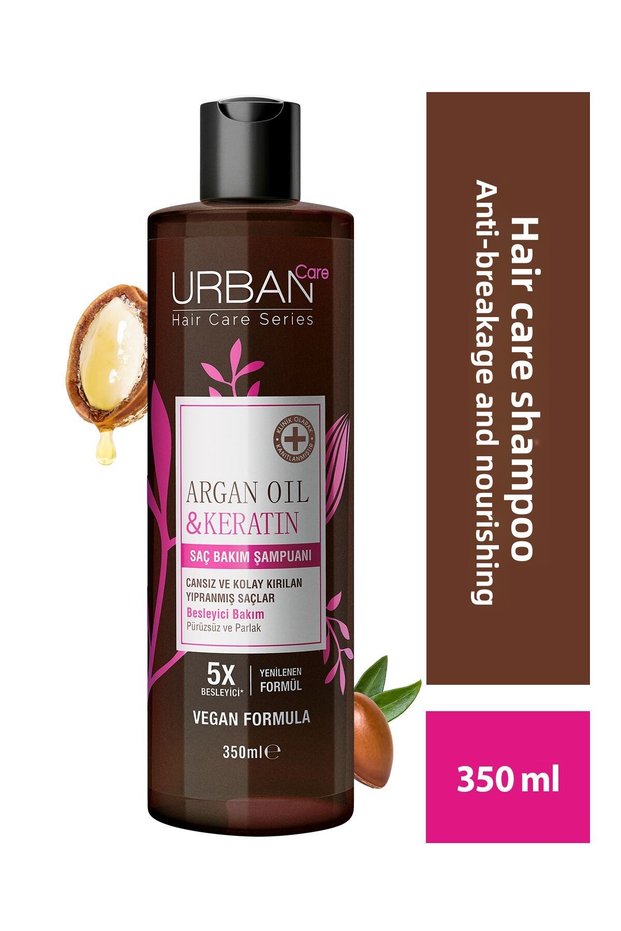 Argan Oil & Keratin Nourishing and Anti-Breakage Hair Care Shampoo-350 Ml-Vegan