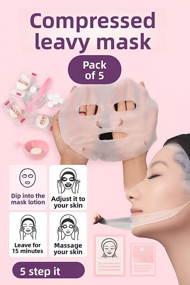 5Pcs Korean Magic Beauty Face Mask Compressed Travel Facial Mask Paper Mask Tablets - 1
