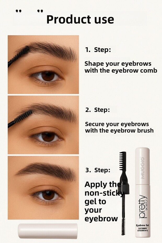 Lamination Effective Eyebrow Fixer and Styler 3 in 1 Brush Comb Gel - 4